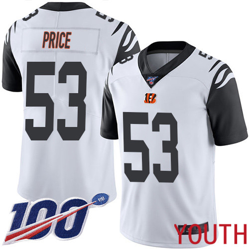 Cincinnati Bengals Limited White Youth Billy Price Jersey NFL Footballl #53 100th Season Rush Vapor Untouchable->youth nfl jersey->Youth Jersey